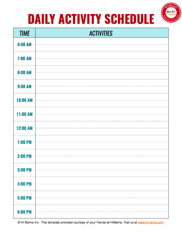 daily schedule template 22