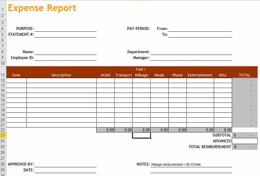 expense report template 11