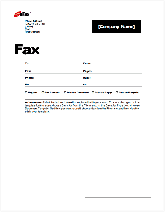 Free sample of fax cover letter