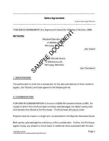 sales agreement template 33