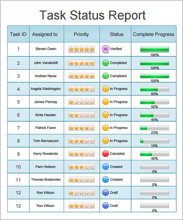 status report template 33