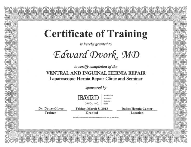 certificate for training