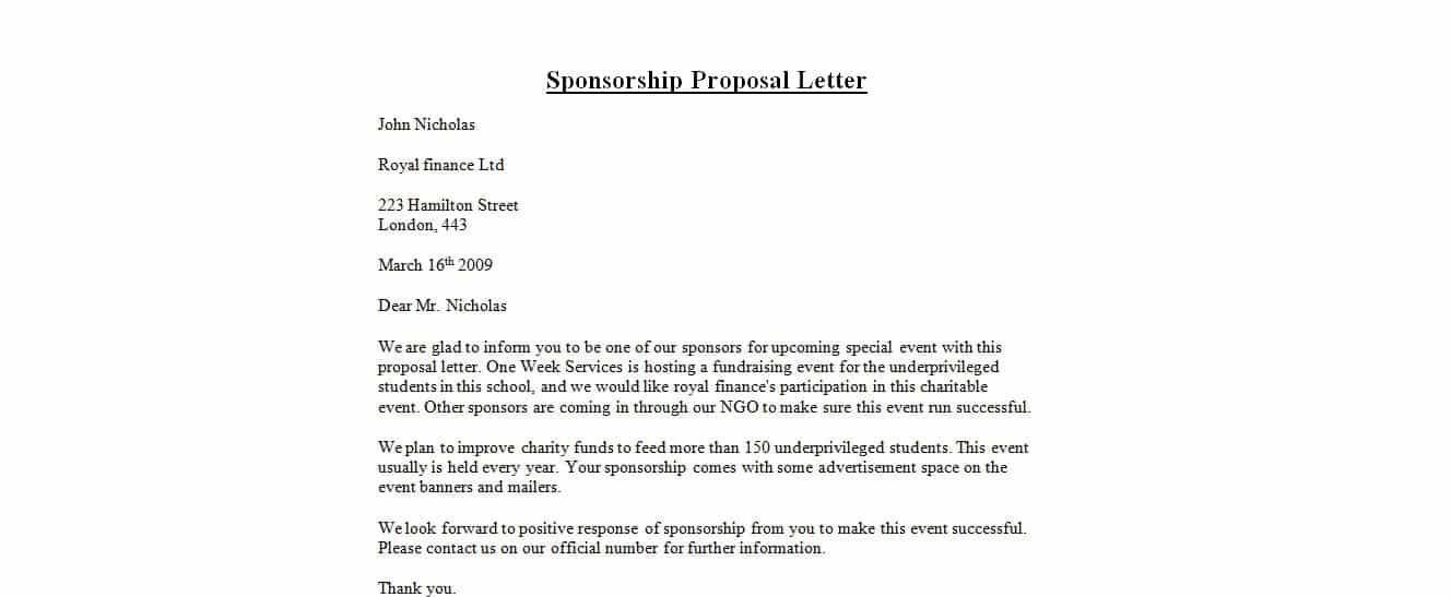 Templates Of Sponsorship Letters Of An Event