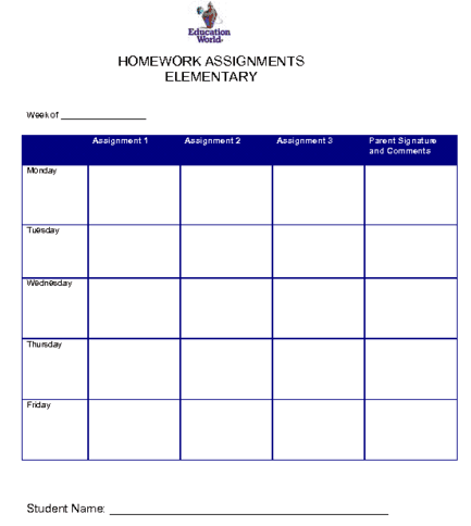 homework tracker template