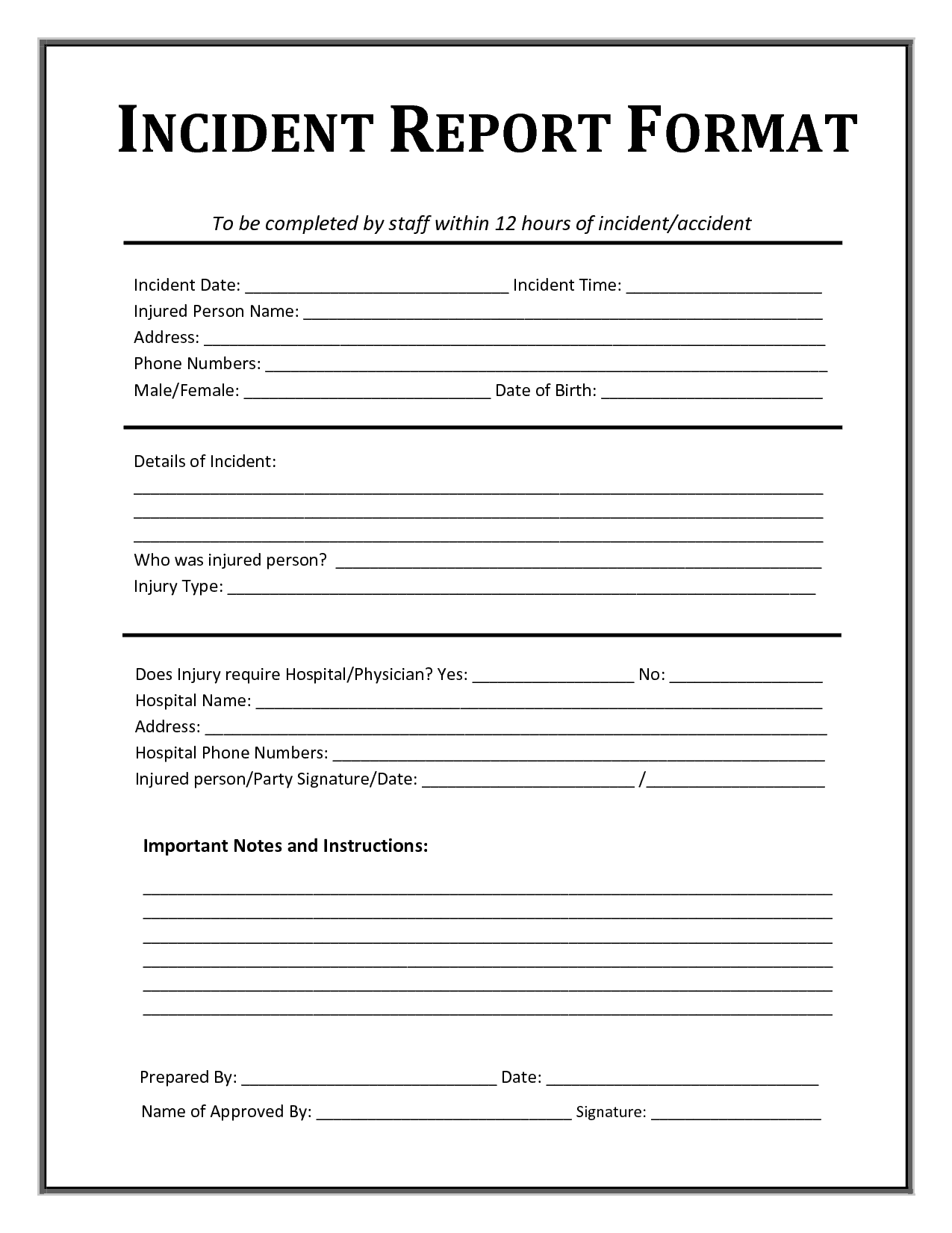 Incident Report Word Template