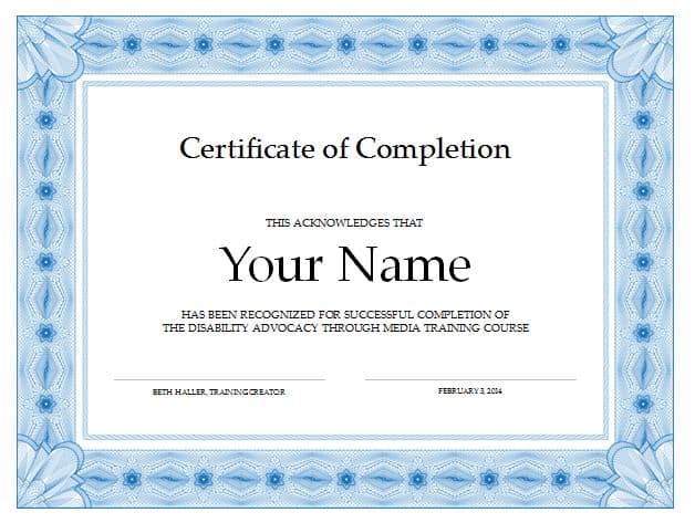 Certificate of Completion template 3698