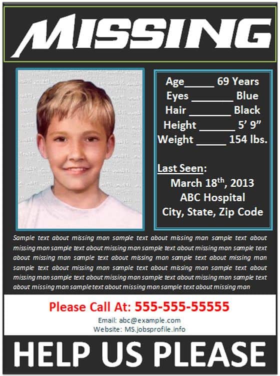 missing person poster template 2558