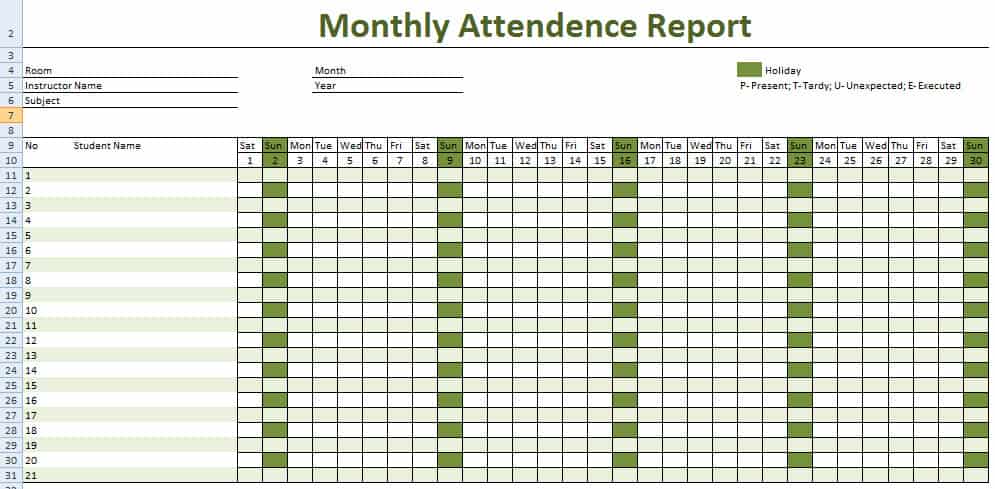 Attendance Tracking template 8858