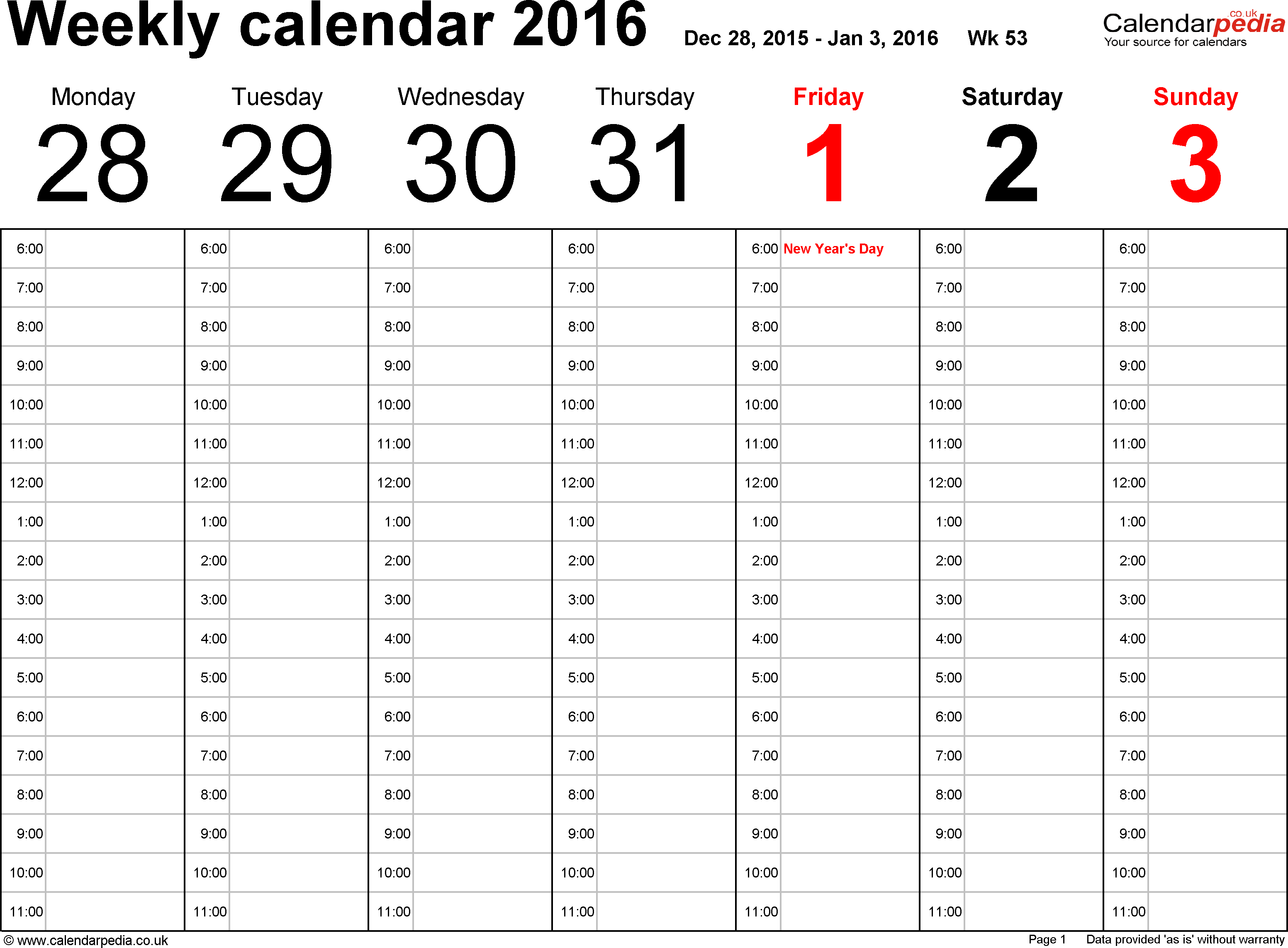 weekly calendar template 11