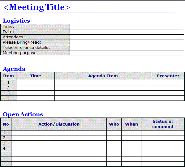 Template For Meeting Notes