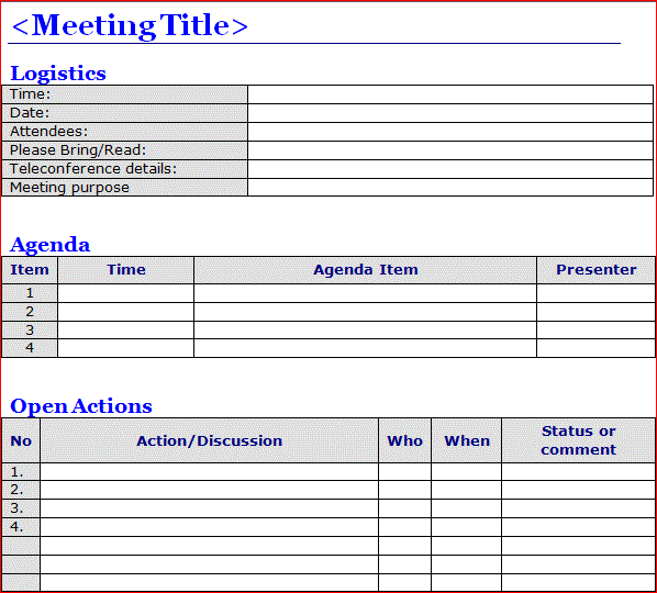 6 Meeting Minutes Templates Excel PDF Formats