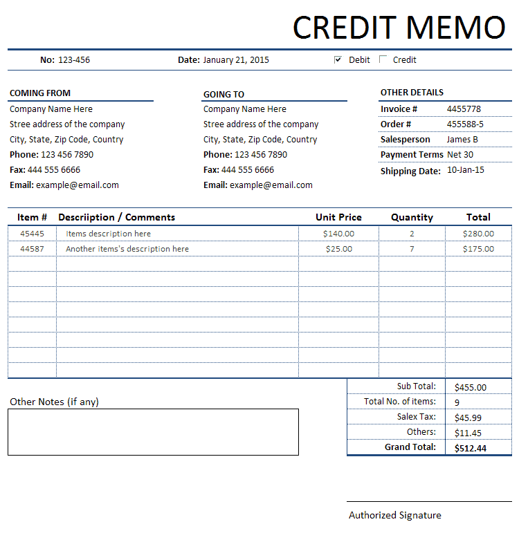 memo invoice template 11