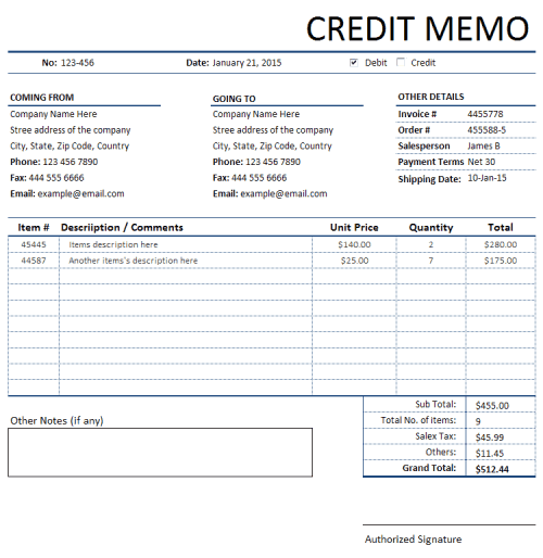 memo invoice template 44