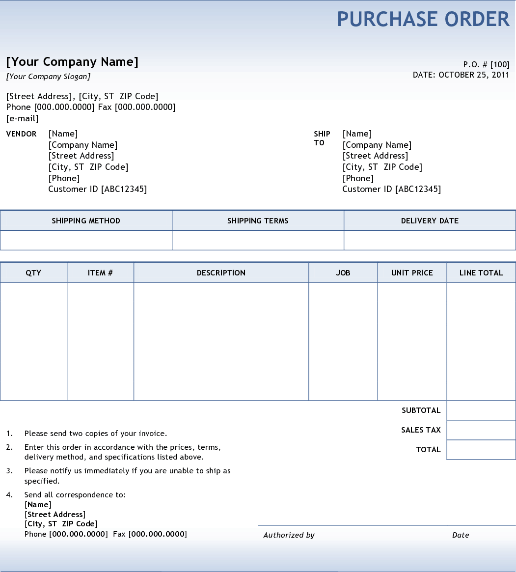 purchase order template 22