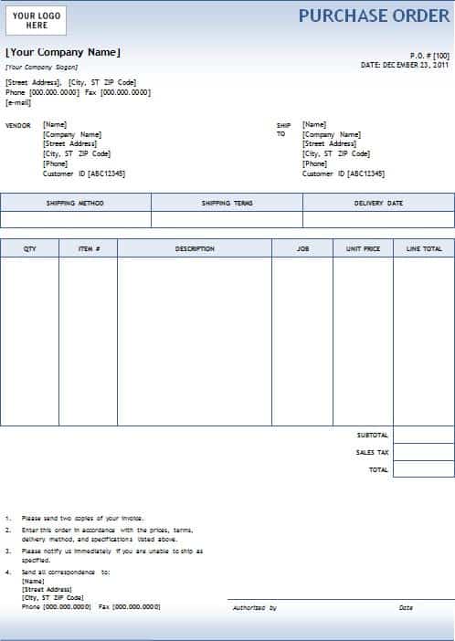 purchase order template 44