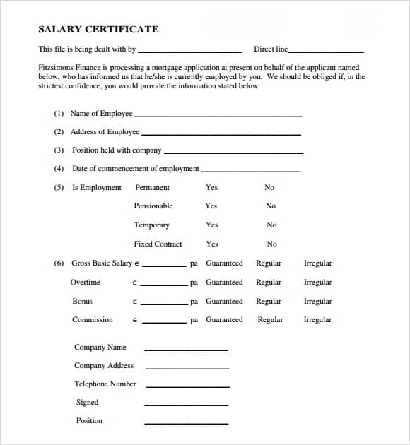 salary certificate template 22