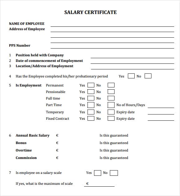 salary certificate template 33