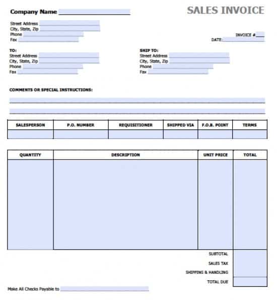 sales invoice template 55