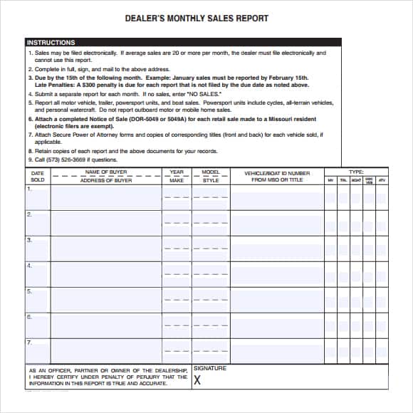 sales report template 66