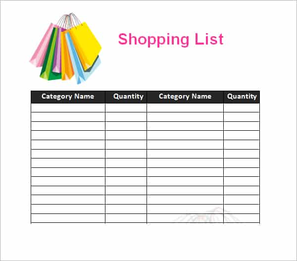 shopping list template 55