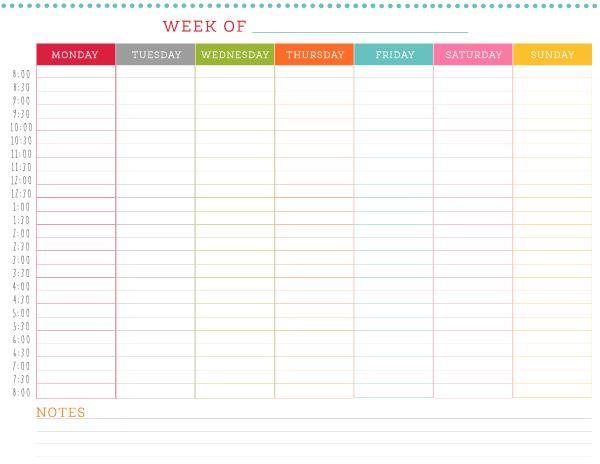 Printable Template For Weekly Schedule Free Printable Templates Download