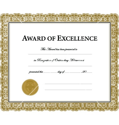 Award certificate