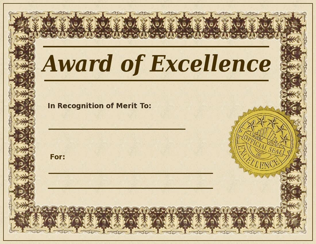 Award Certificate 5457