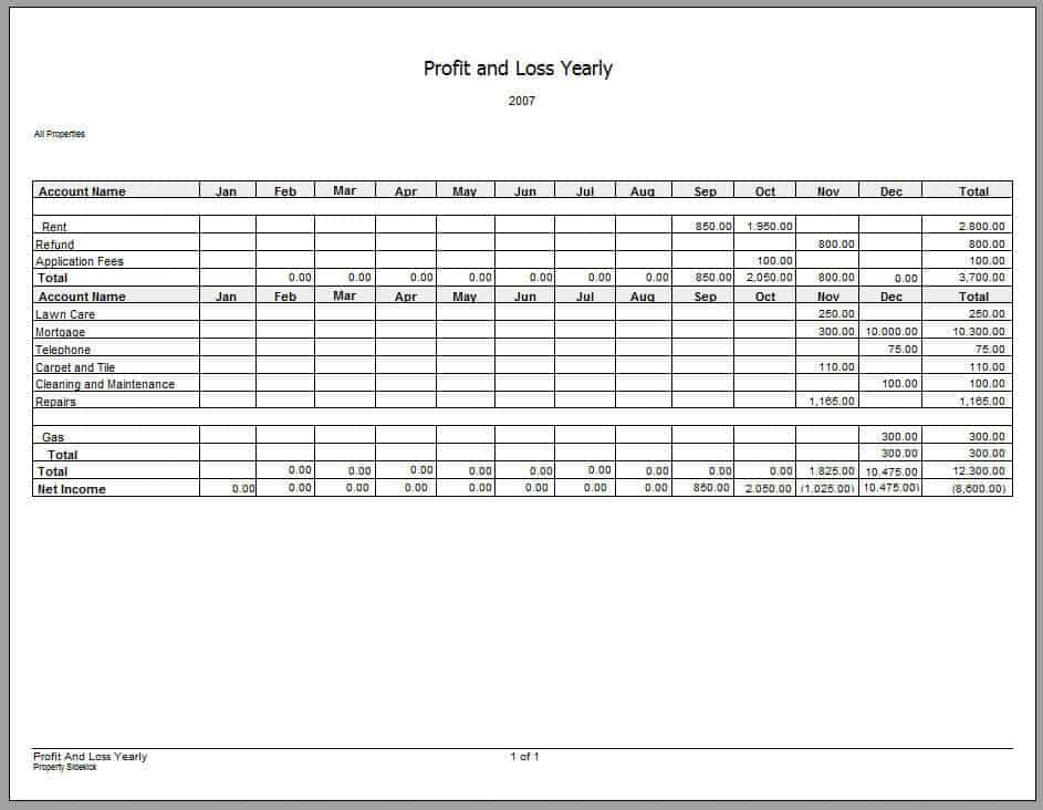 Profit and Loss Statement 214