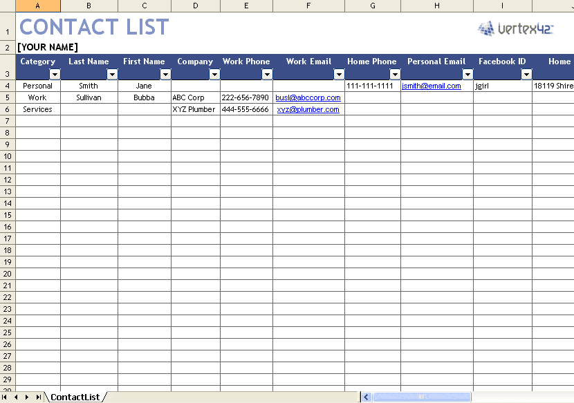 list templates 22