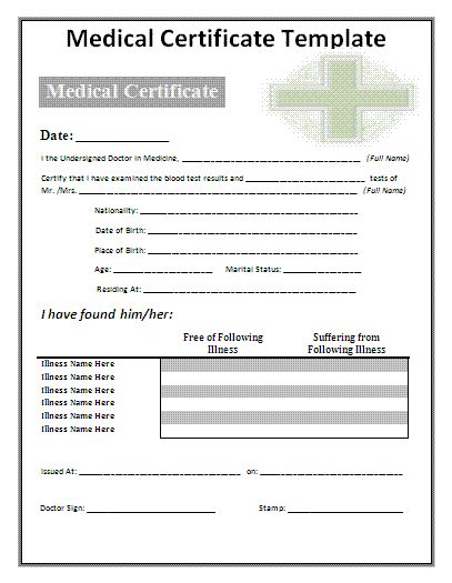 medical certificate template 11