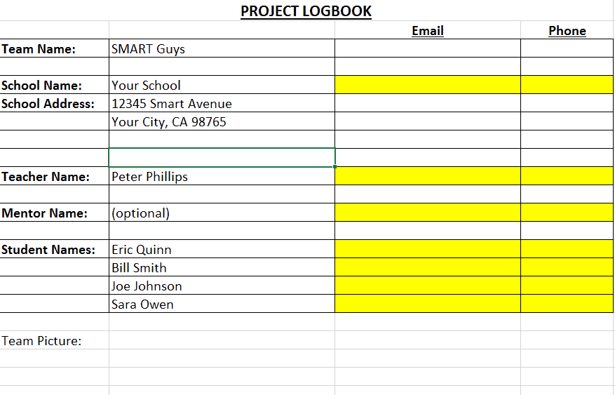 project log template 22