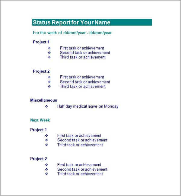 status report template 44