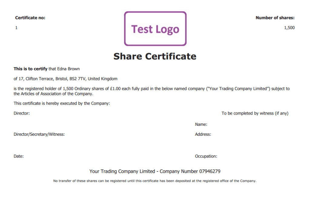 ShareStock Certificate Template 54441