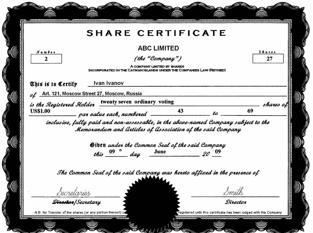 ShareStock Certificate Template 54871