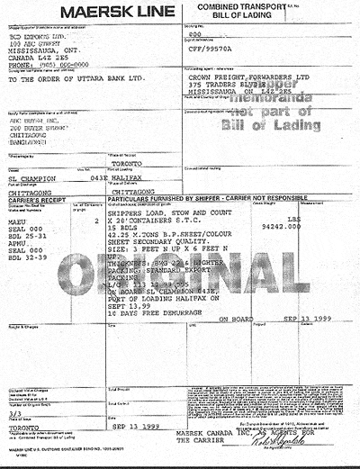 bill of lading template 4154