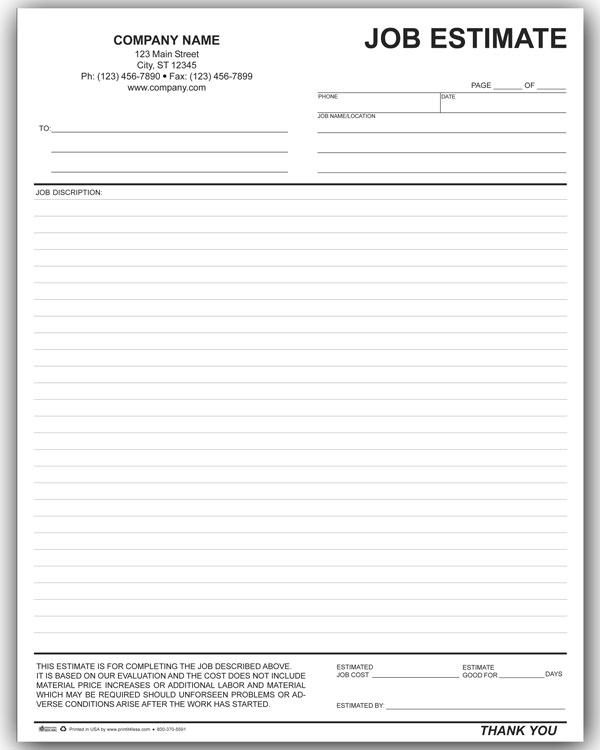 10-job-estimate-templates-excel-pdf-formats