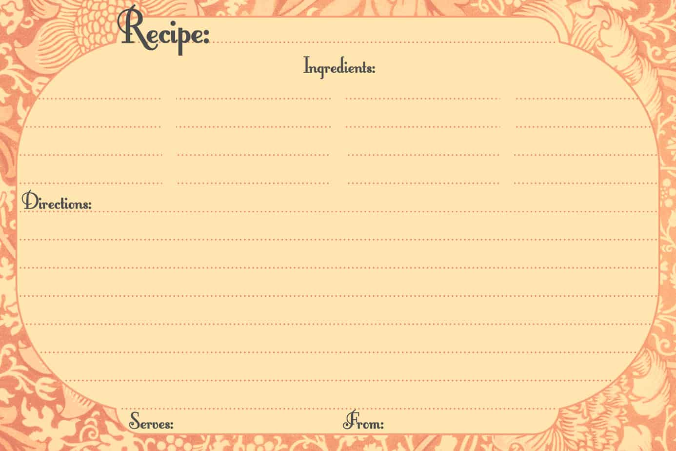 Printable Recipe Card Template For Word