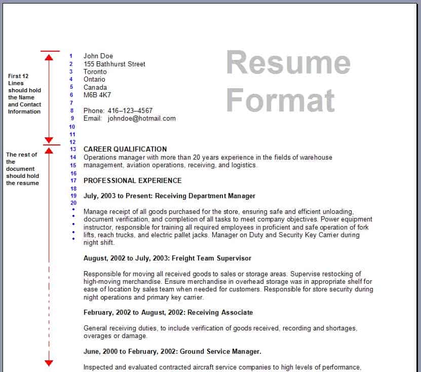 resume template 1991