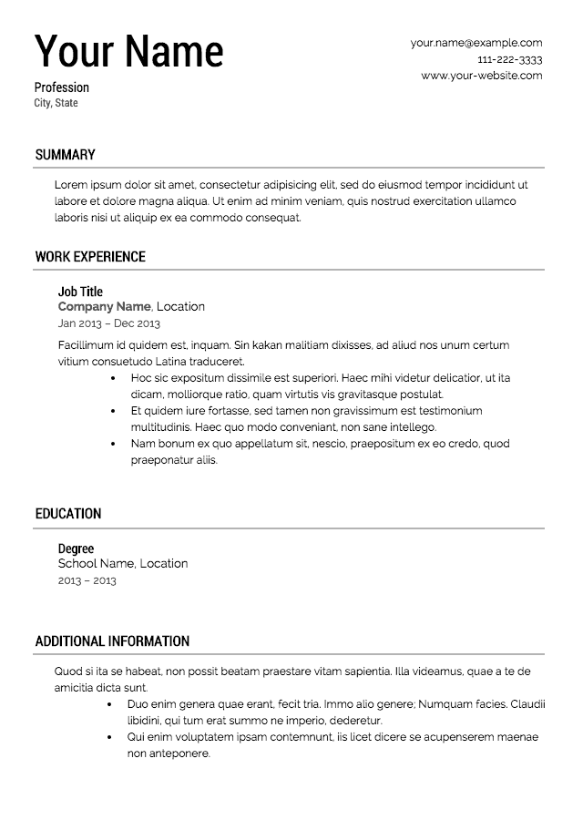 16 Free Resume Templates - Excel PDF Formats