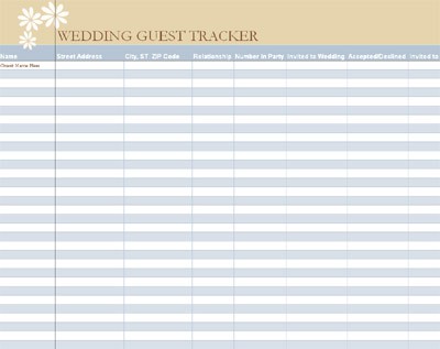 wedding gust list template 841
