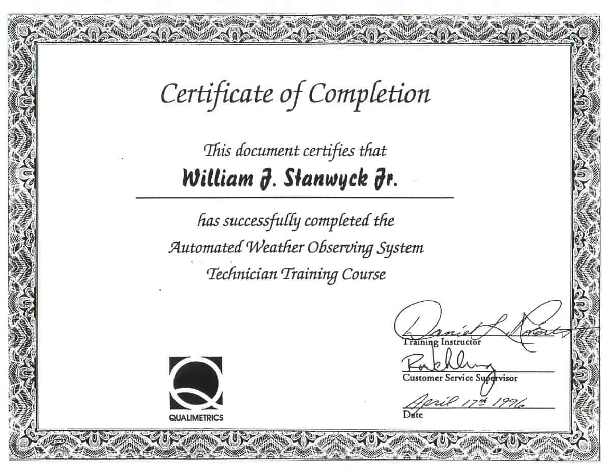 Certificate of Completion template 7854