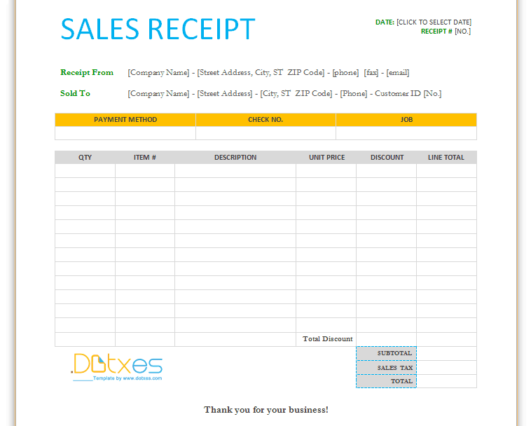 Sales Receipt template 12
