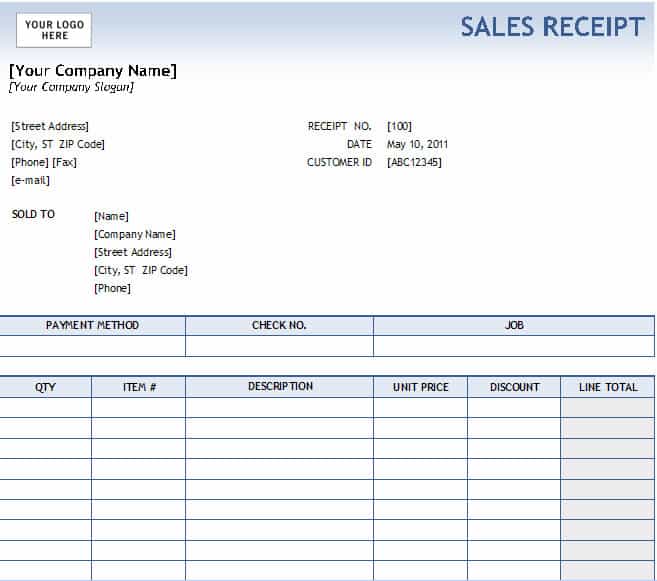 Sales Receipt template 877