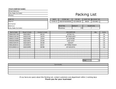 packing list template 8745