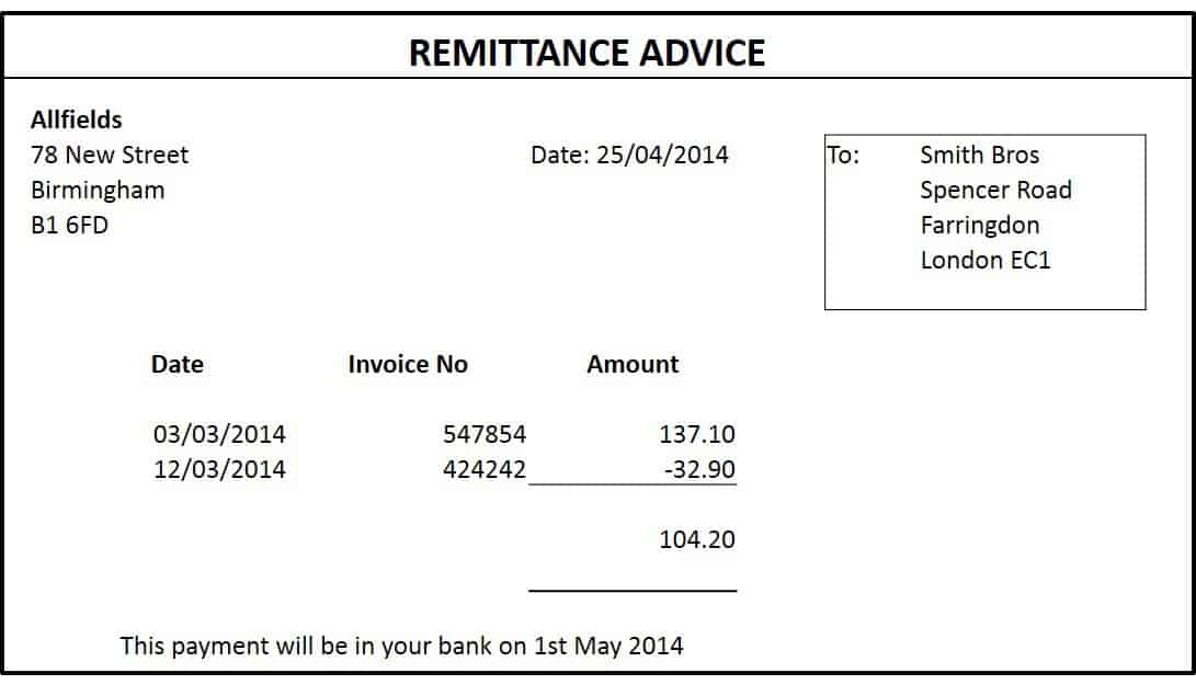 remittance template