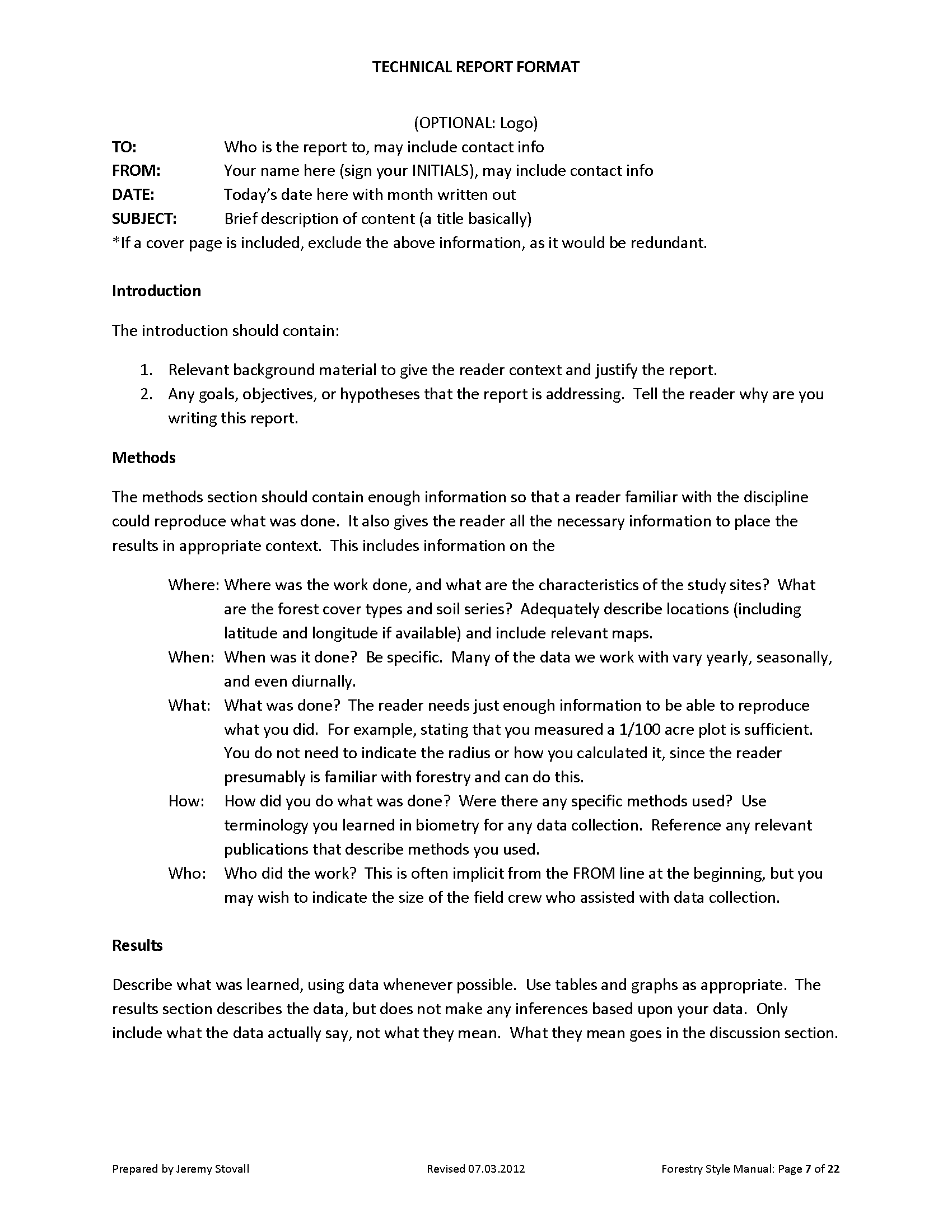 written report assignment