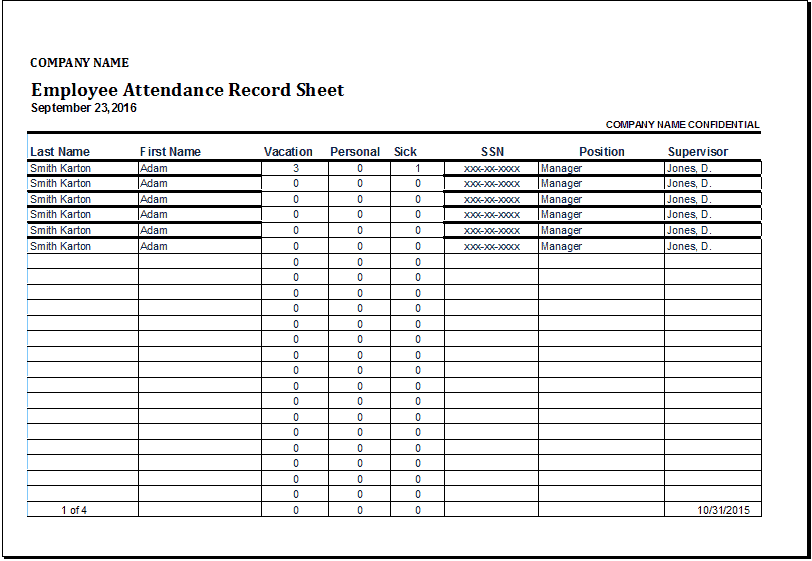 4 Employee Tracking Templates Excel Pdf Formats