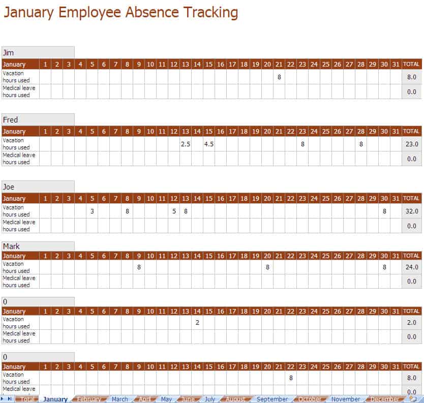 Employee Tracking template 8889