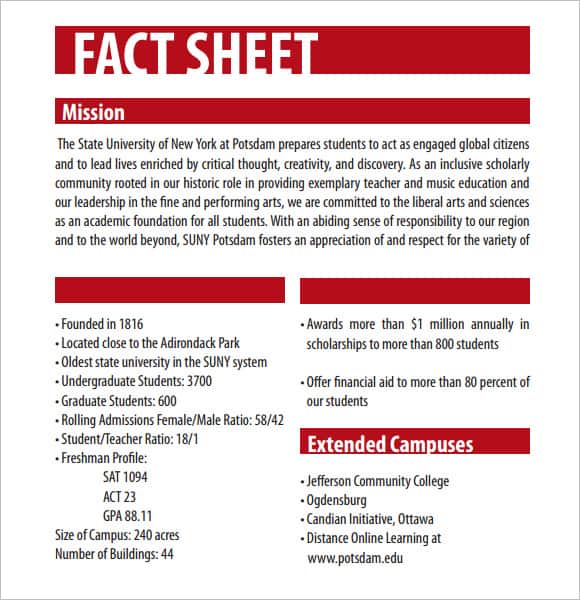 Fact Sheet Templates