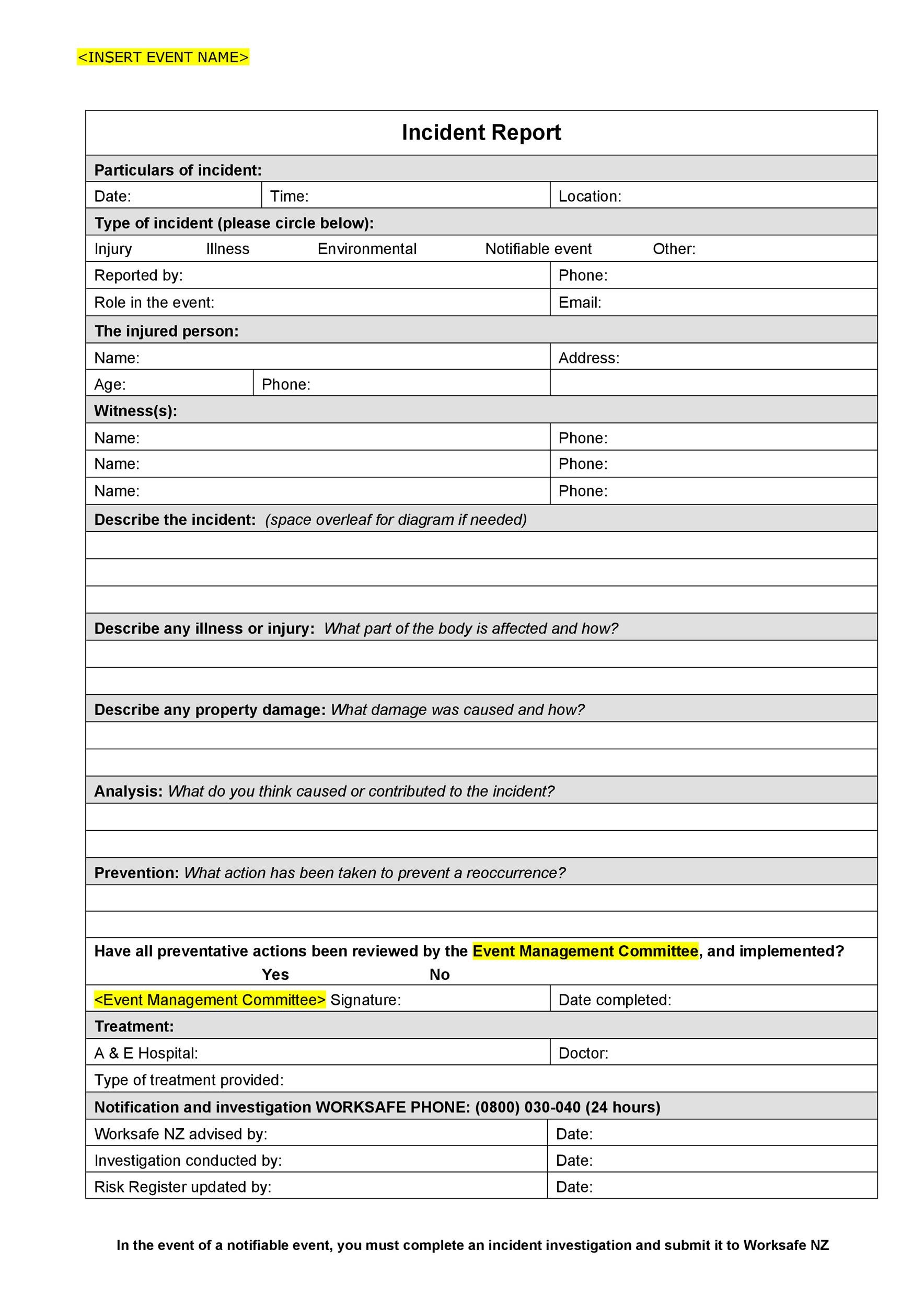 incident report essay sample